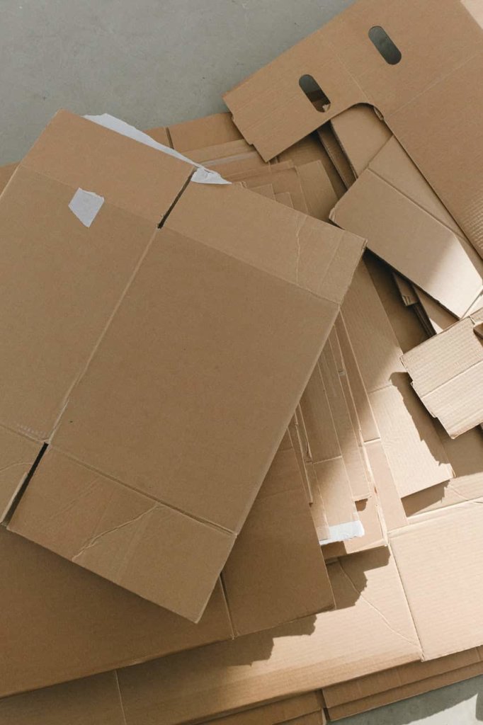 Flatpacked used cardboard
